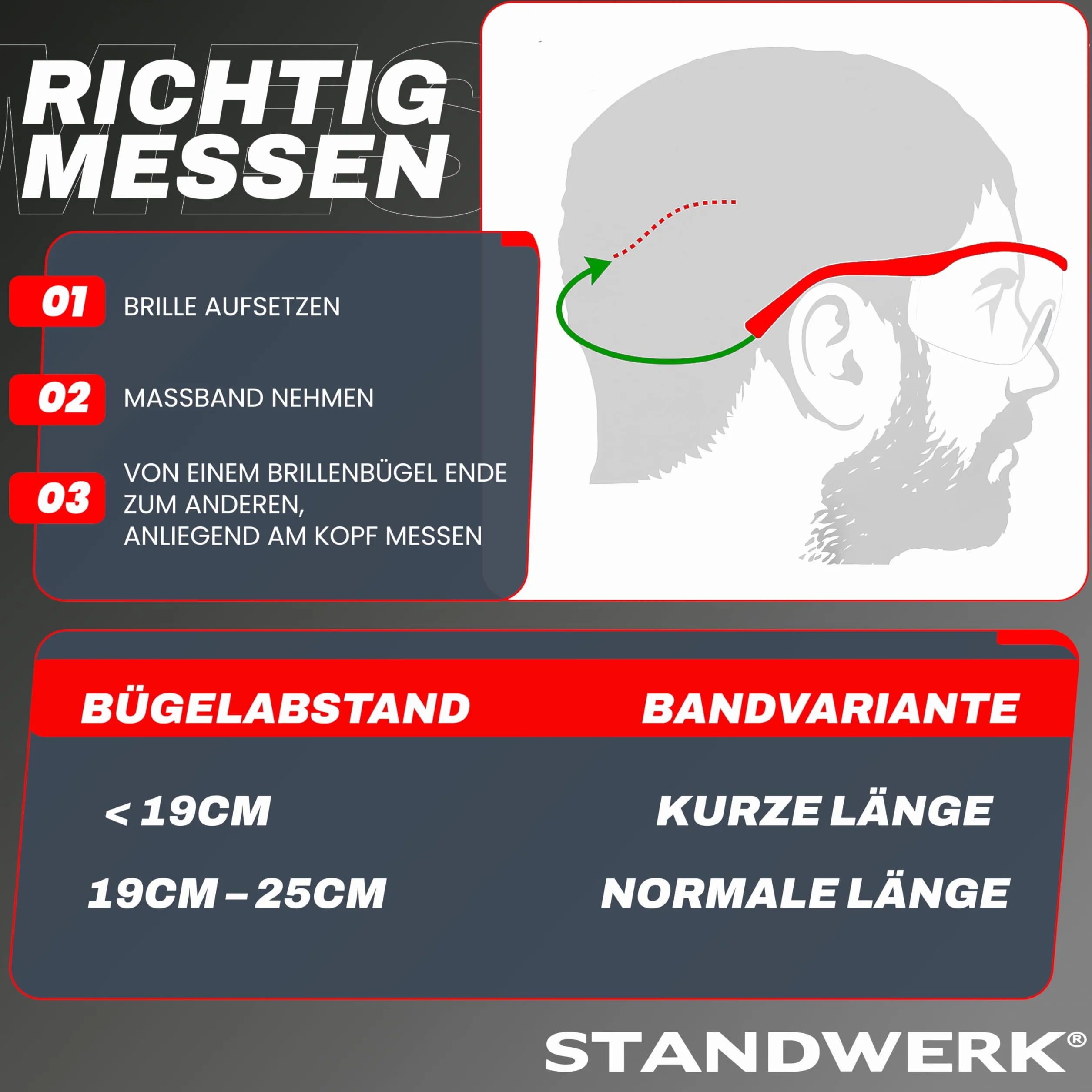 STANDWERK Pasek do okularów Work+ [efekt antypoślizgowy] do okularów ochronnych, okularów roboczych i okularów ochronnych dla osób noszących okulary – regulowany pasek na okulary ochronne, idealne