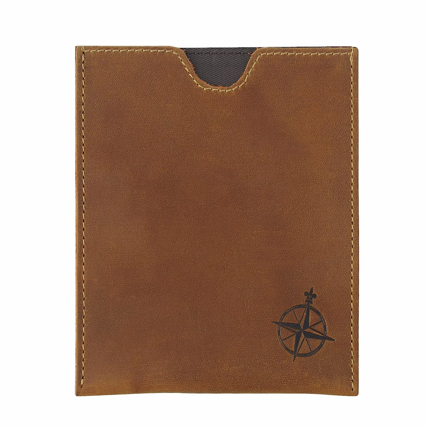 WANDERINGS Skórzany pokrowiec na paszport, z prawdziwej skóry, blokujący RFID, wąski portfel na paszport, ręcznie wykonany kieszonkowy rękaw na paszport, idealny do podróży