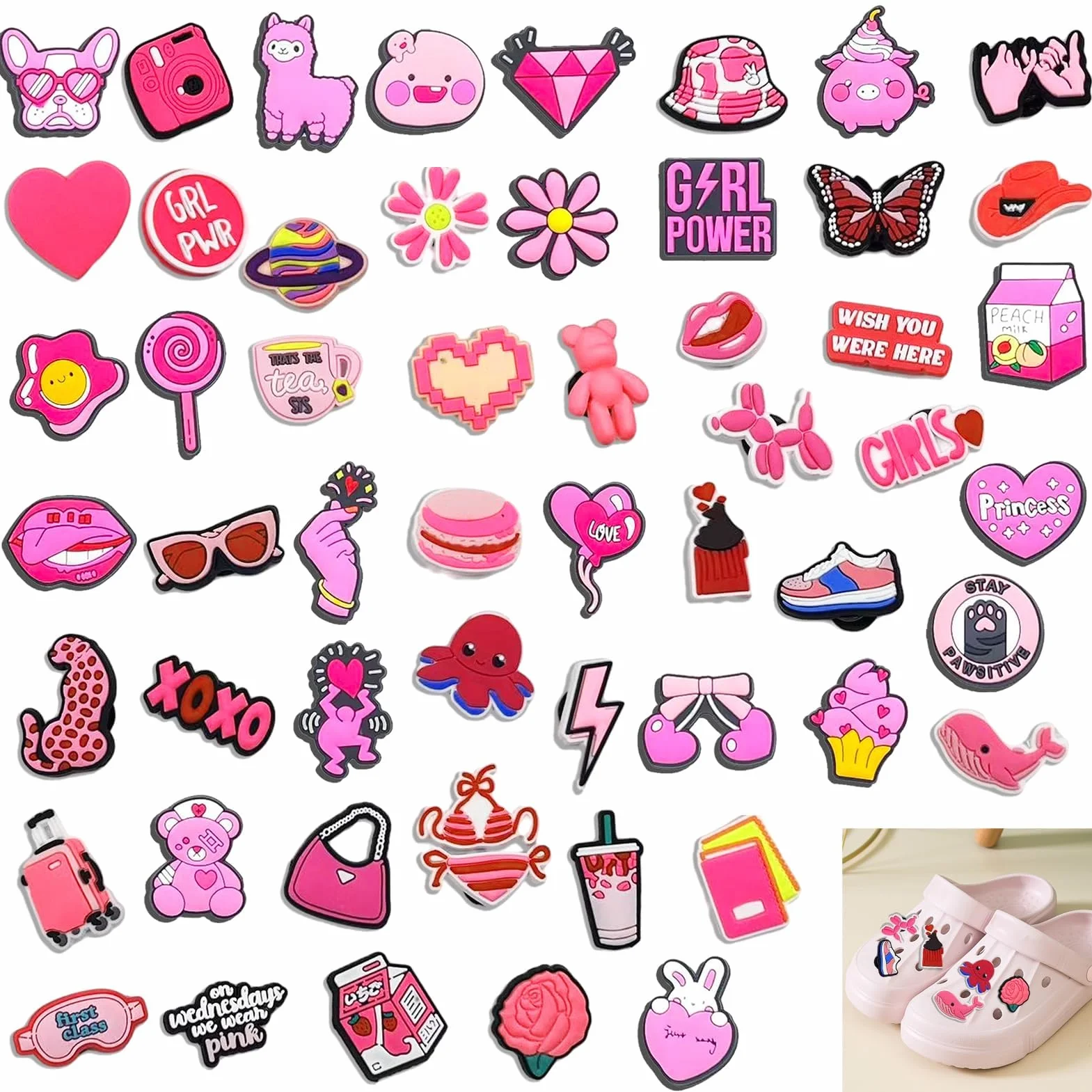 60 sztuk przypinek do butów Crocs Jibbitz, zawieszki do butów z PCW, zawieszki do butów, zawieszki do butów, akcesoria do chodaków, akcesoria do chodaków, dekoracja DIY, prezent na imprezę dla dzieci