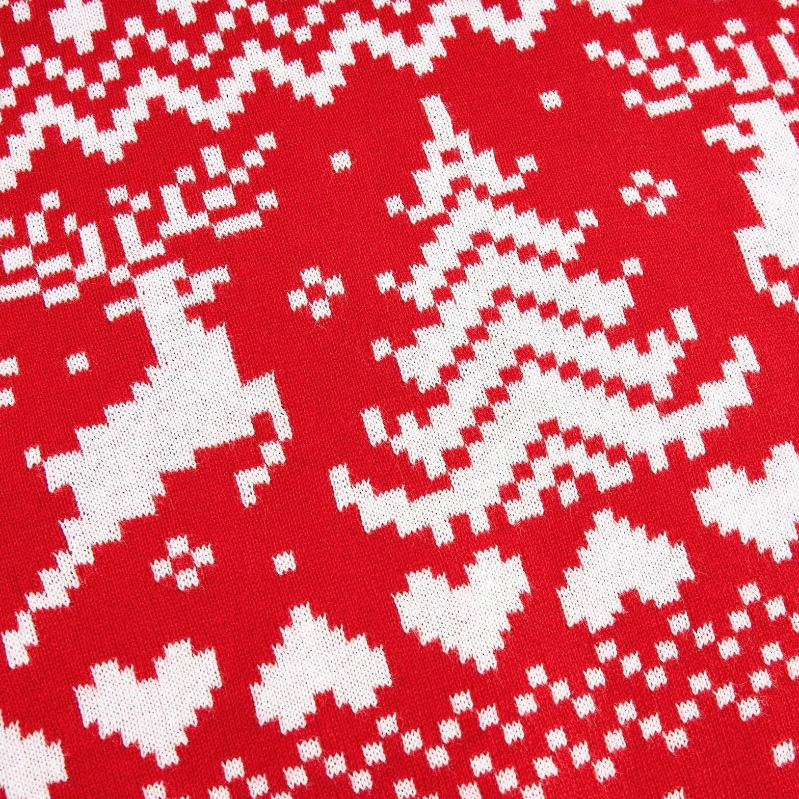 AIDEAONE Świąteczna sukienka z dzianiny dla dziewczynek X-Mas czerwona sukienka sweter sukienka