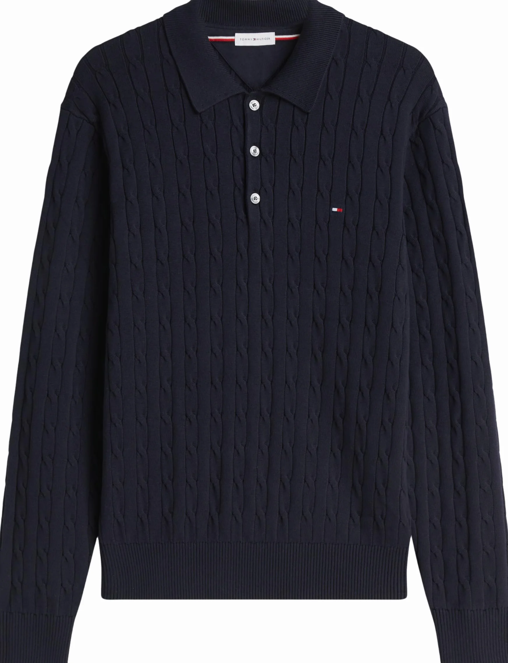 Tommy Hilfiger Sweter pullover Mężczyźni Classic Cotton Cable Ls Polo Mw0mw41955