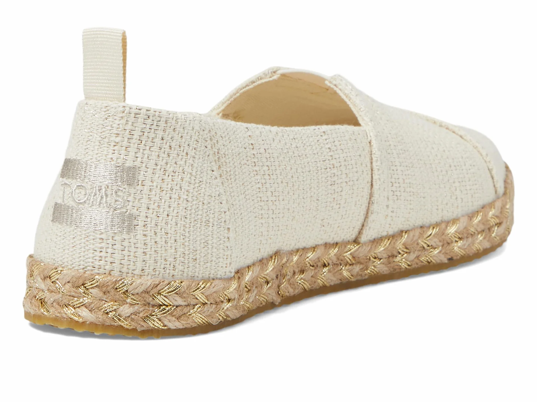 TOMS Girl's Alpargata RopeLoafer Flat, Naturalny niebarwiony metaliczny lniany pasek, 12 UK Child