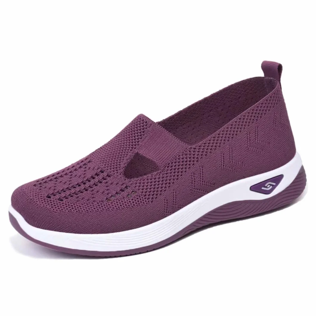 Damskie tkane ortopedyczne oddychające miękkie buty do chodzenia wsuwane buty z pianki cukrzycowej bez użycia rąk wsuwane trampki wsparcie łuku