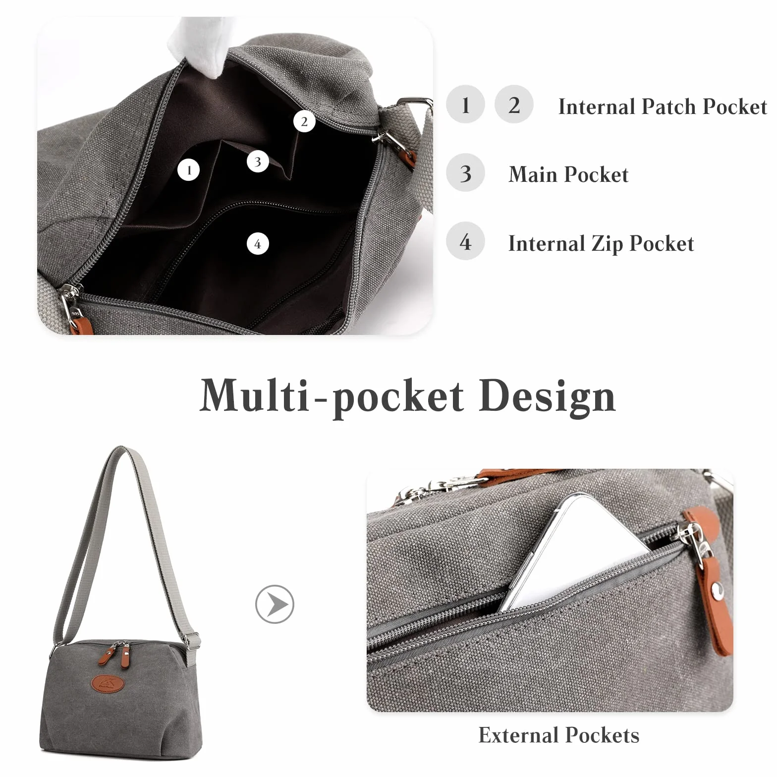 Damska torba crossbody na co dzień torba na ramię płócienna torba listonoszka tornister