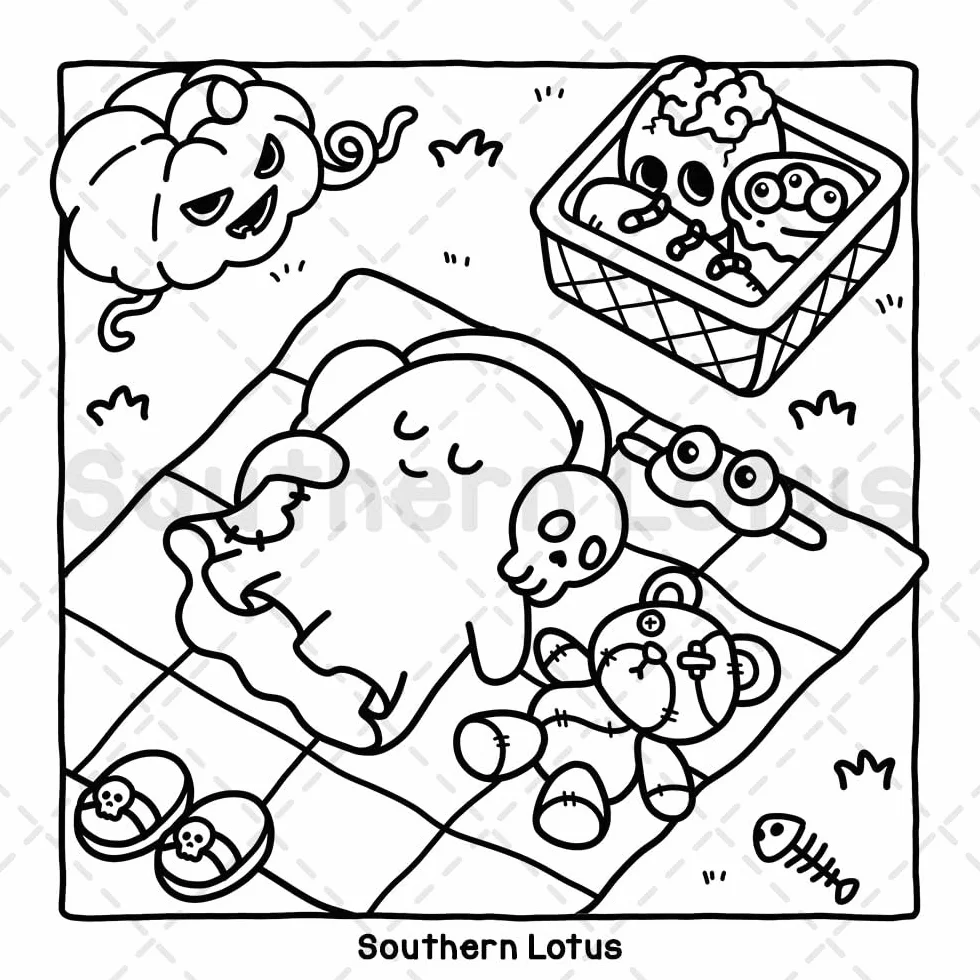 Very Demure Very Spooky: Coloring Book for Adults and Teens Featuring Creepy Adorable Characters in Cozy and Spooky Vibes, Cute and Easy Designs for Relaxation and Stress Relief