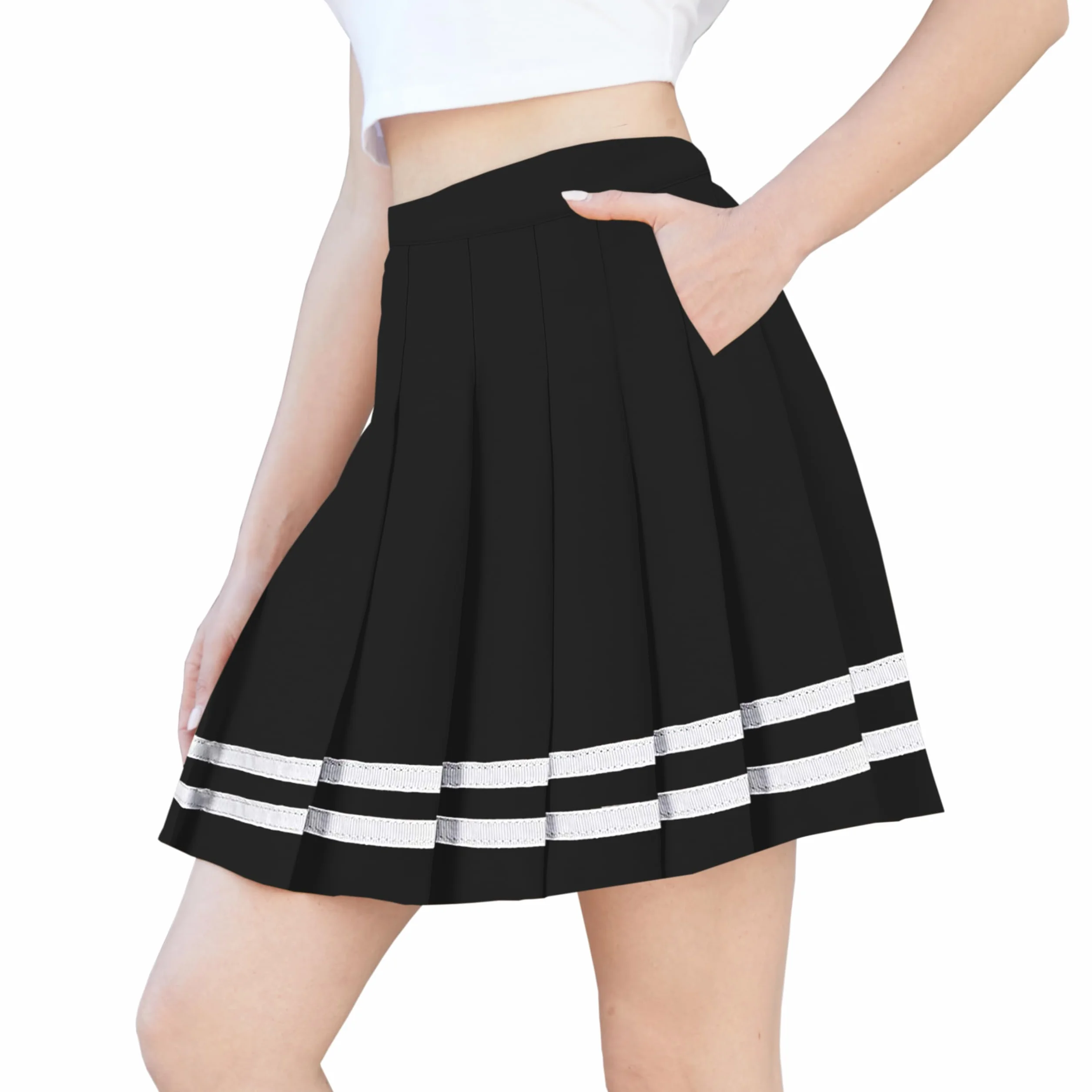 SANGTREE Women's Pleated Mini Skirt with Comfy Casual Stretchy Band Skater Skirt, US XS - US 4XL