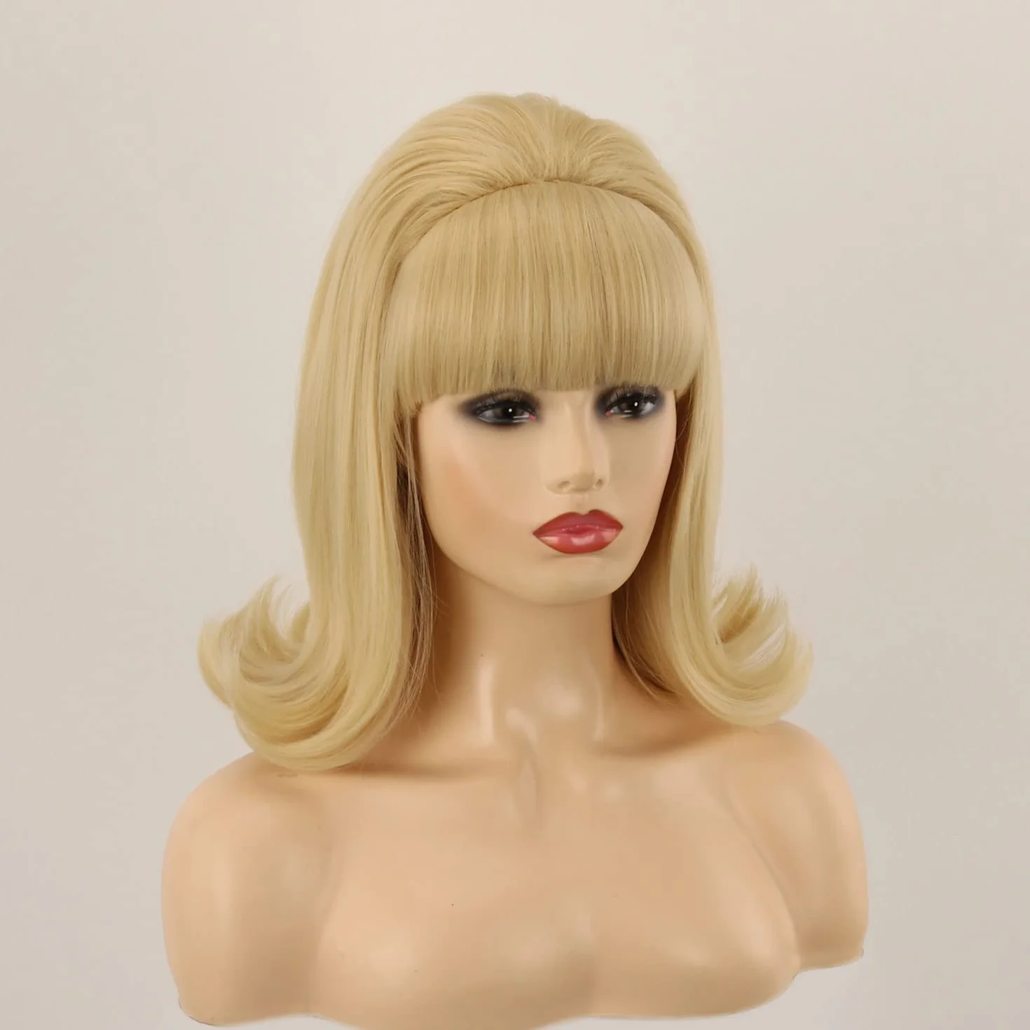 Peruka z lat 60. | FVCENT 70's Retro styl ula w stylu Vintage wygląd flicked ula Bob 50's styl peruka kostium damska peruka z grzywką (Blond)