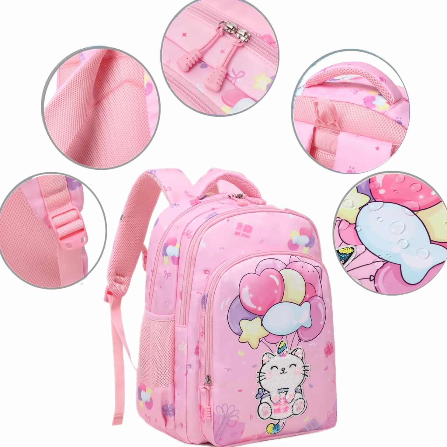 Jumpopack Plecak szkolny Plecaki dziecięce 3 w 1 Torby szkolne Plecaki dziecięce i pudełka na lunch, Balony różowe