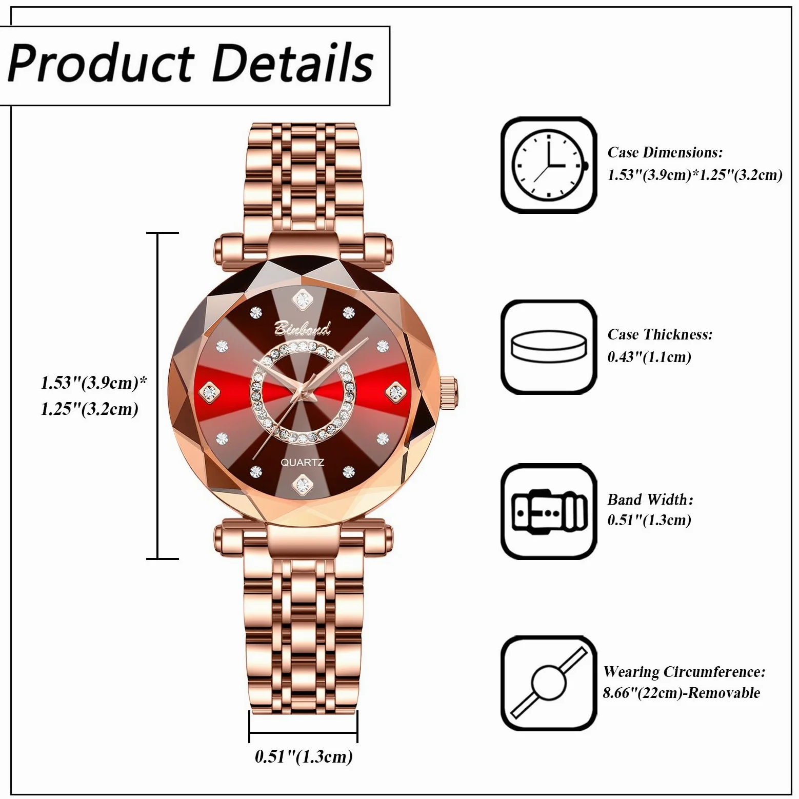 JewelryWe Zegarek damski mały zegarek ze stali nierdzewnej 30 m wodoszczelny analogowy zegarek kwarcowy damski wąska bransoletka ze stali nierdzewnej luksusowy ultracienki zegarek z fasetowanym szkłem