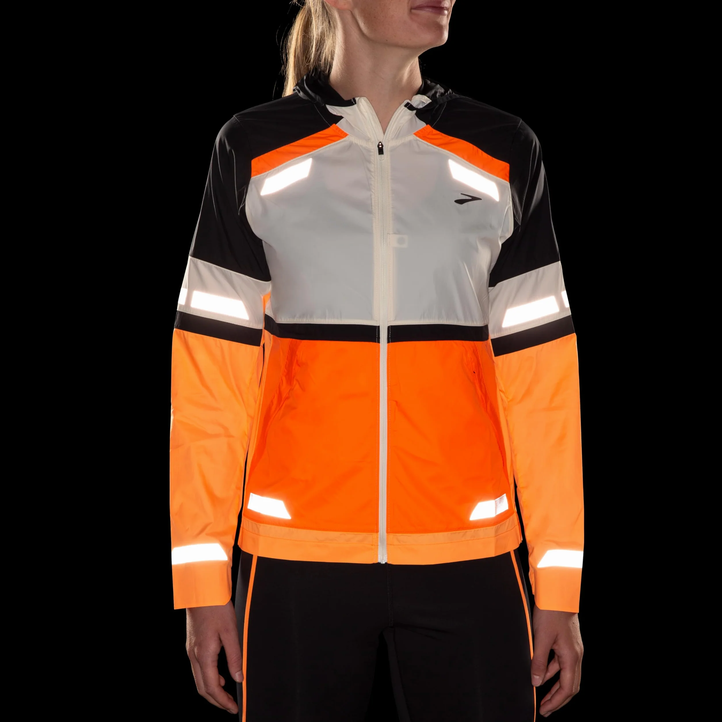 BROOKS 221689167 Run Visible Jacket 2.0 Damska kurtka Ecru/Fluor Flash/czarna, rozmiar 30