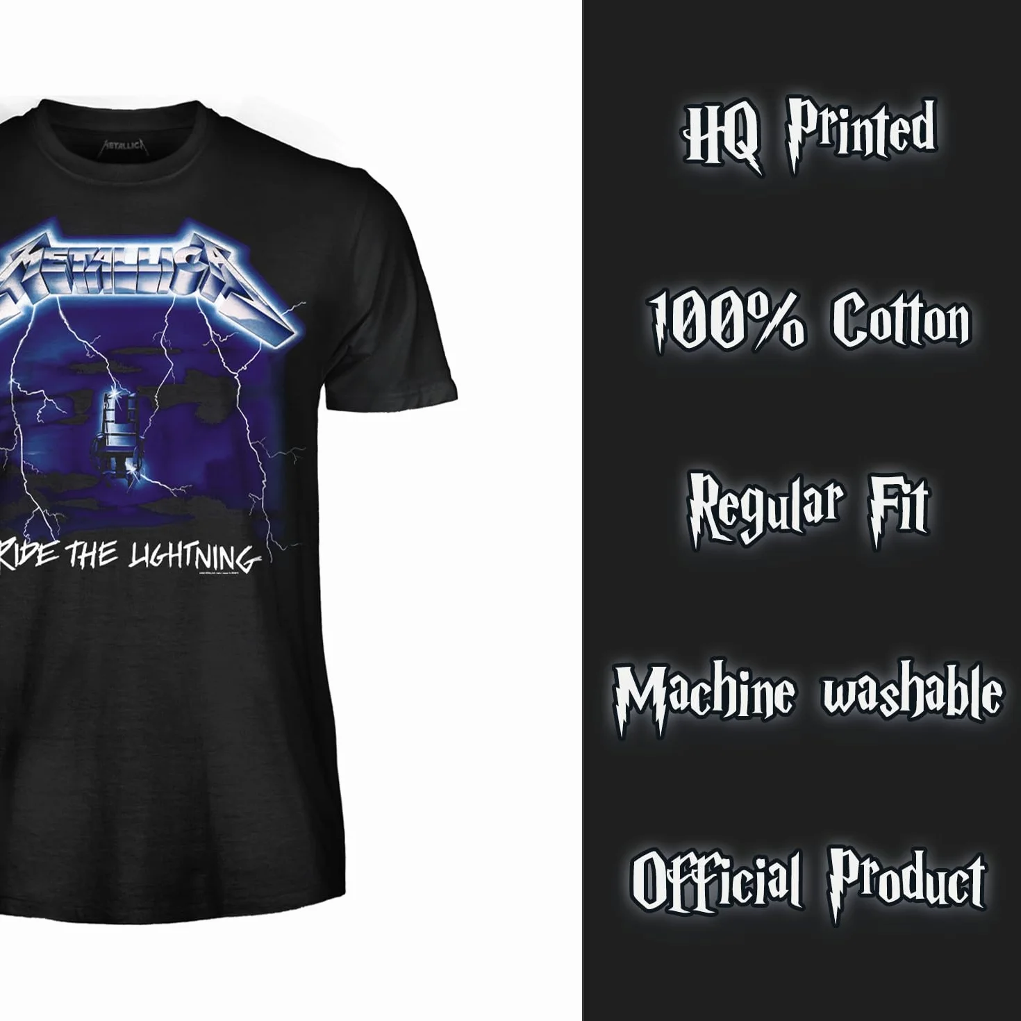 Metallica Koszulka Ride The Lightning. Oficjalna koszulka rockowa z zespołu Heavy Metal. Unisex Dorosły chłopiec