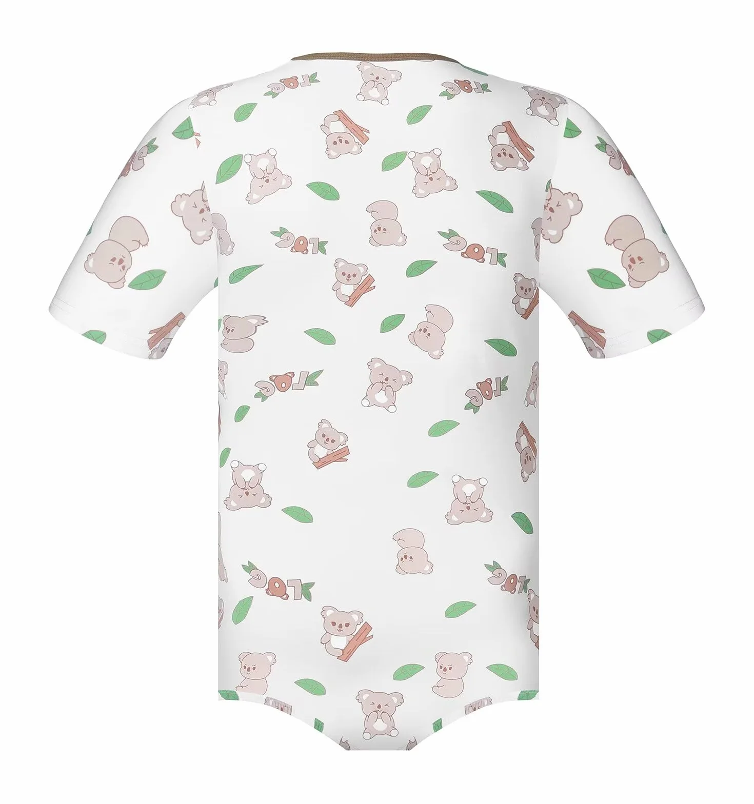 Landofgenie Onesie Męski Bawełniany Bodysuit Jednoczęściowy Piżama Bodysuit Rompers Tops z nadrukiem Koala