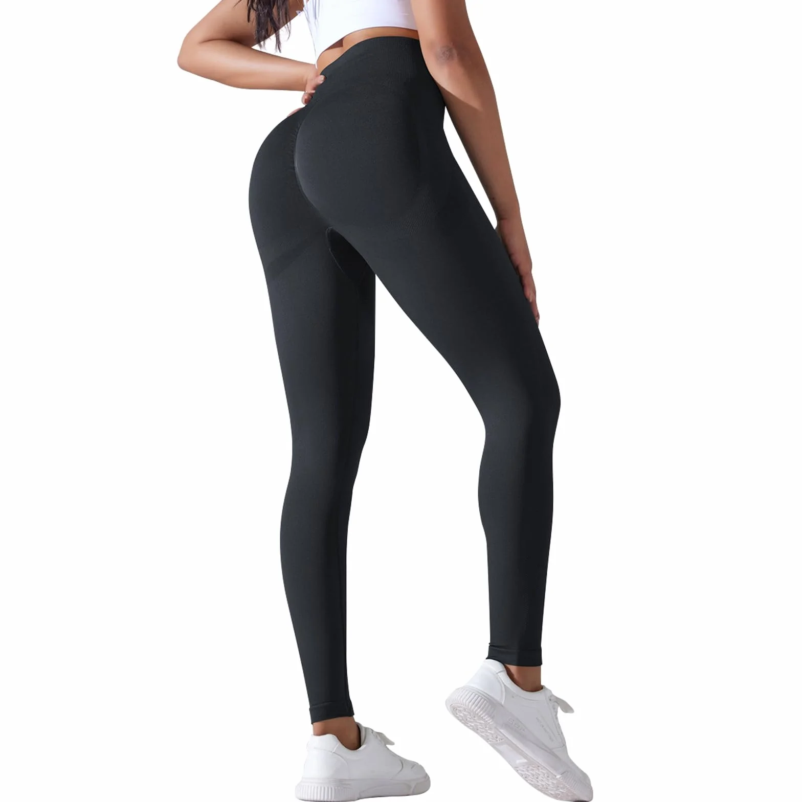 Damskie spodnie do jogi, legginsy sportowe typu push up, legginsy damskie sportowe, spodnie z wysokim stanem krój booty scrunch, bezszwowe legginsy treningowe, legginsy kompresyjne fitness