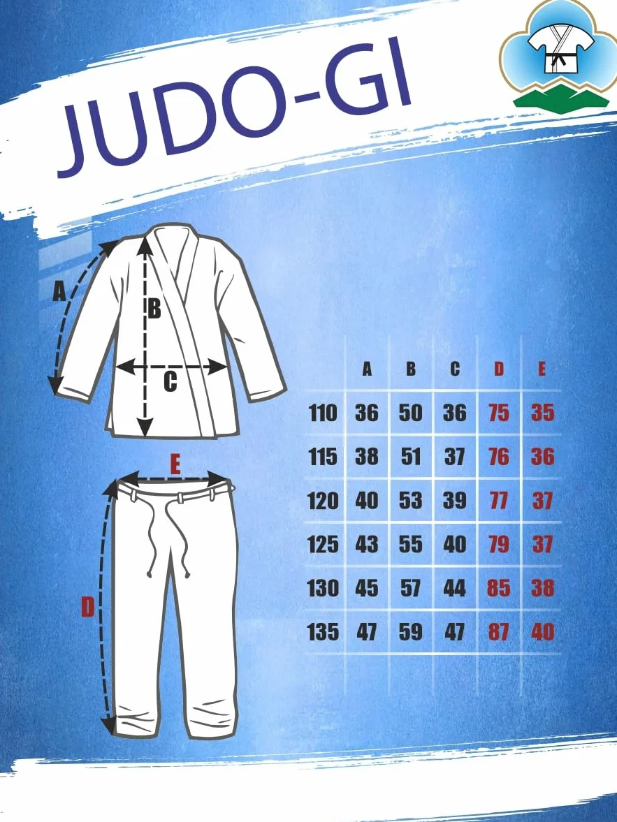 FIRUZ Kimono Standart, Judo-Gi Niebieski, 125 cm, splot podwójny 350 g/m²