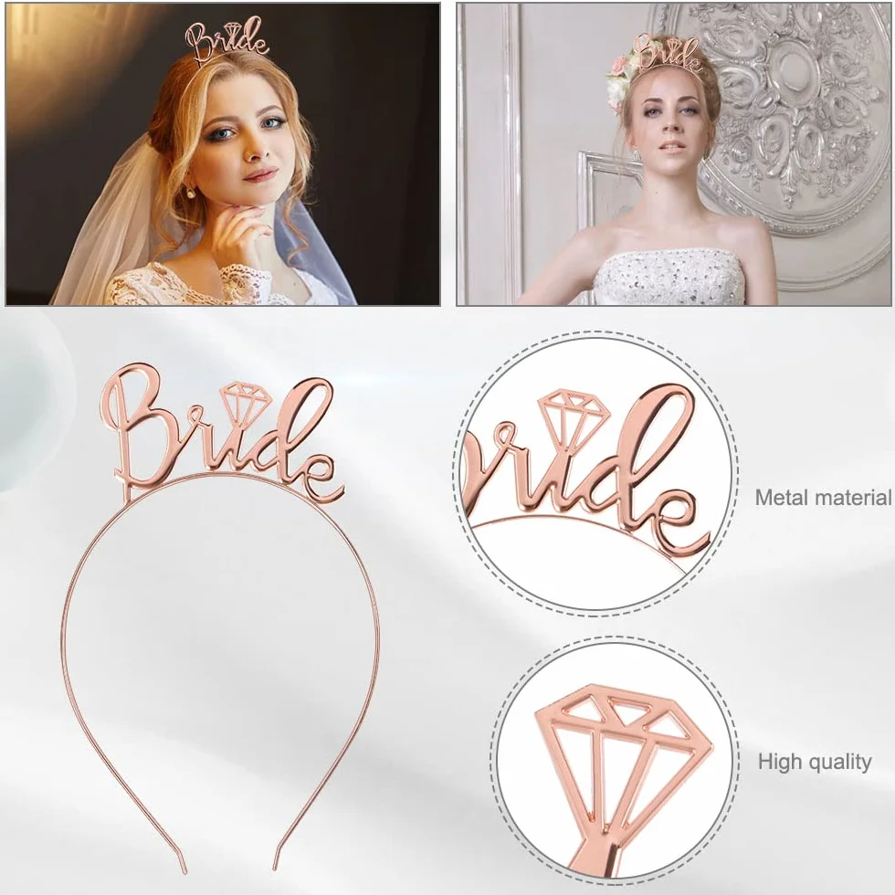 Aomig Bride to Be JGA dekoracyjna szarfa zestaw 4 szt. Team Bride szarfa na wieczór panieński, fotografia ślubna, korona urodzinowa, dla dziewcząt, welon, tiara, wieczór panieński, opaska na czoło w