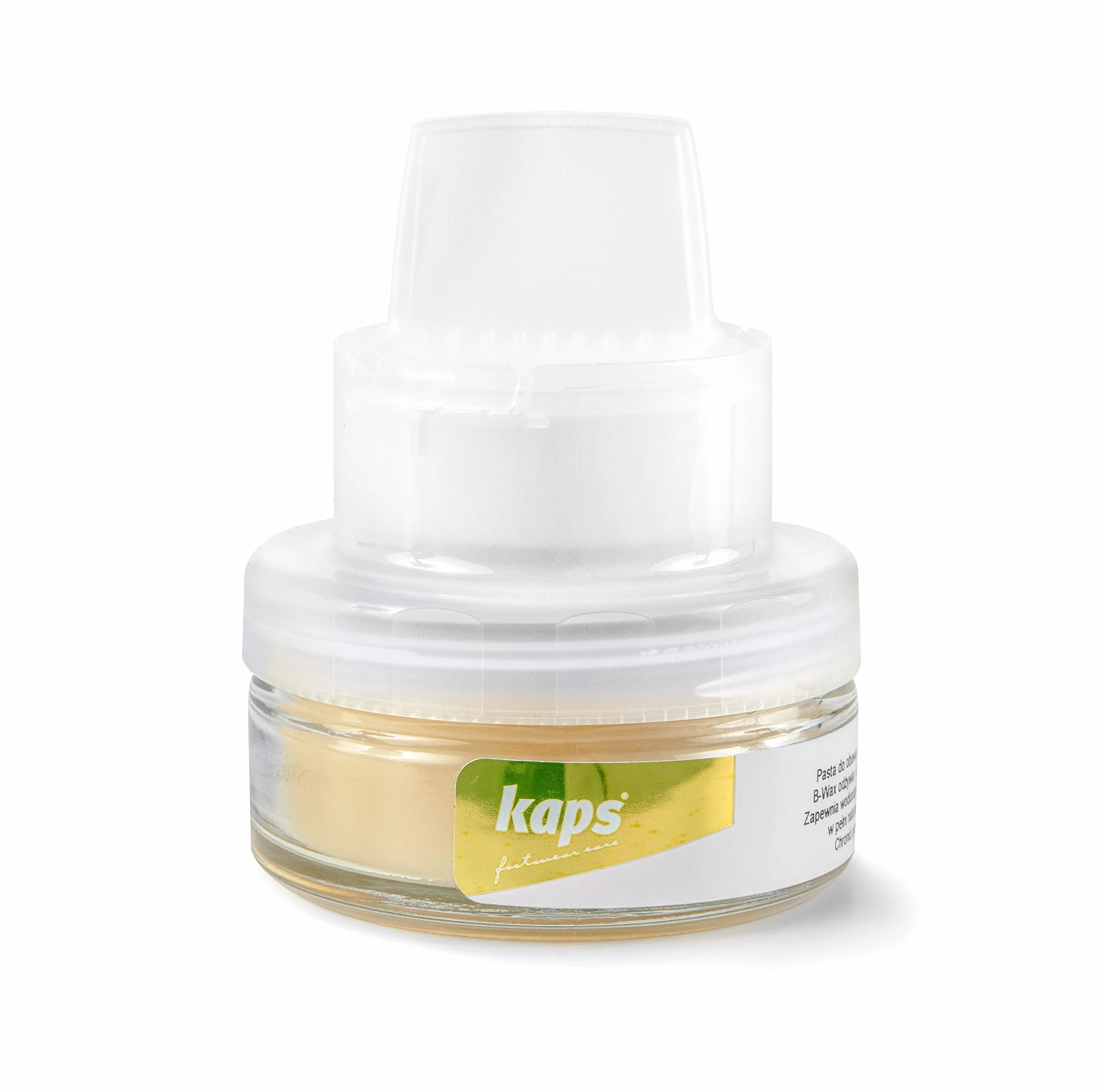 Pasta woskowa do butów, wosk wodoodporny do skóry z organicznym woskiem pszczelim i gąbką, Kaps B-Wax, przezroczysty, Przezroczysty do wszystkich kolorów, 50 ml - 1.70 fl. Oz.