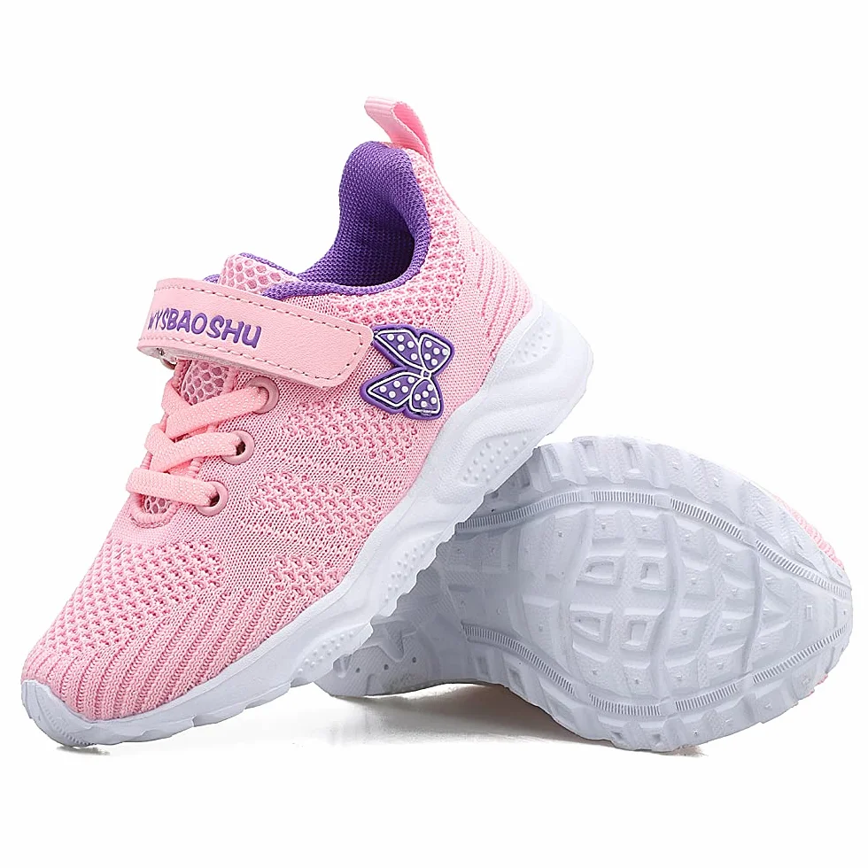 Dziecięce buty sportowe dla dziewczynek, buty sportowe dla małych dzieci, do pierwszych wędrówek, oddychające, lekkie buty rekreacyjne, różowy - różowy - 26 EU