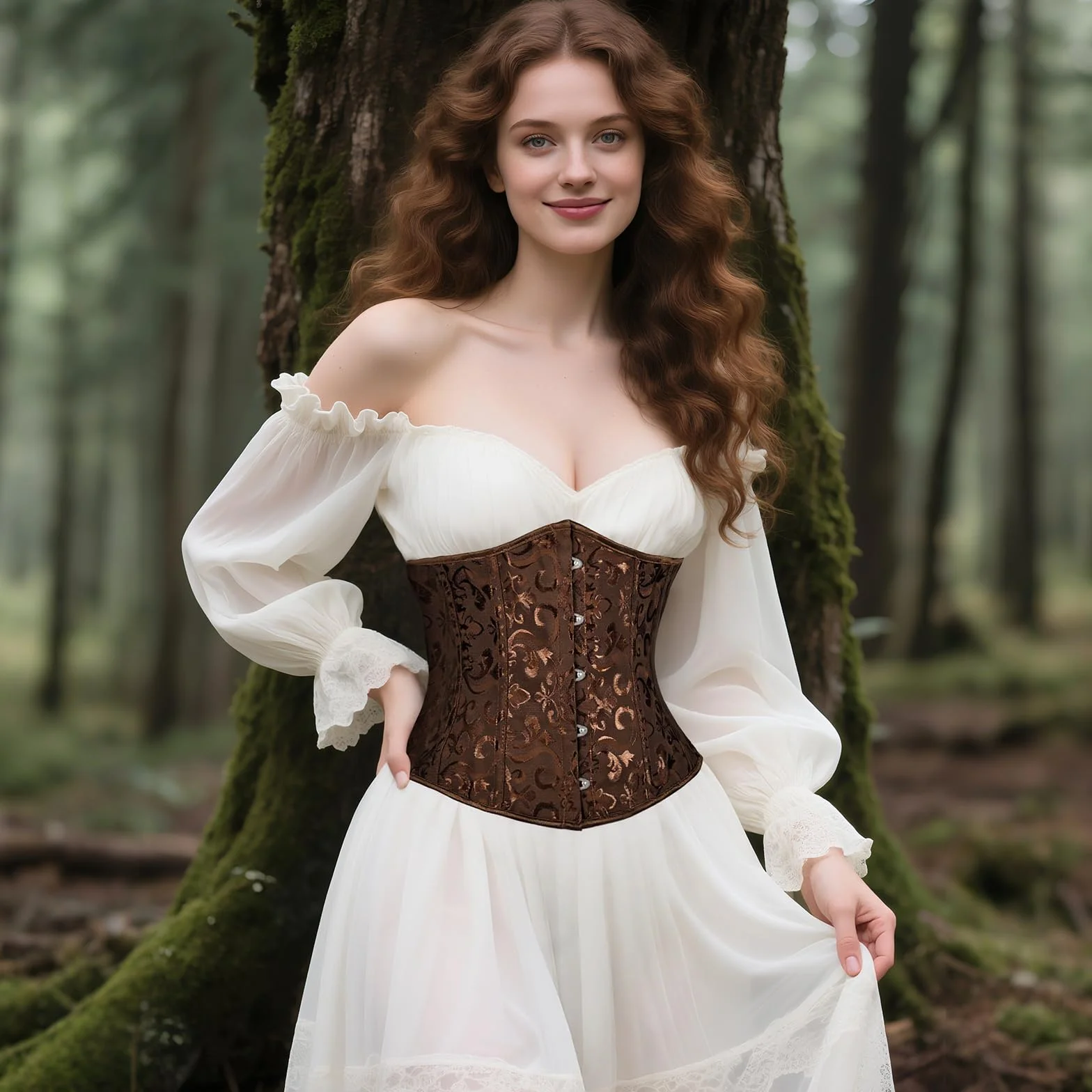 TRIWORKS Gorset damski gorset gorset pod biustem satynowy Lace Up Waist Cincher na Halloween i karnawał XS-6XL