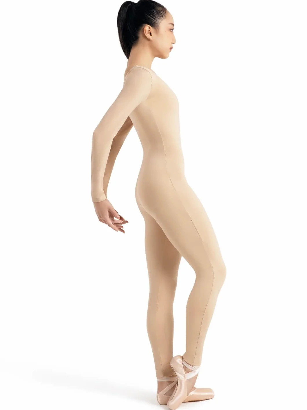 Capezio Unitard damski z długim rękawem, CIELISTY, M