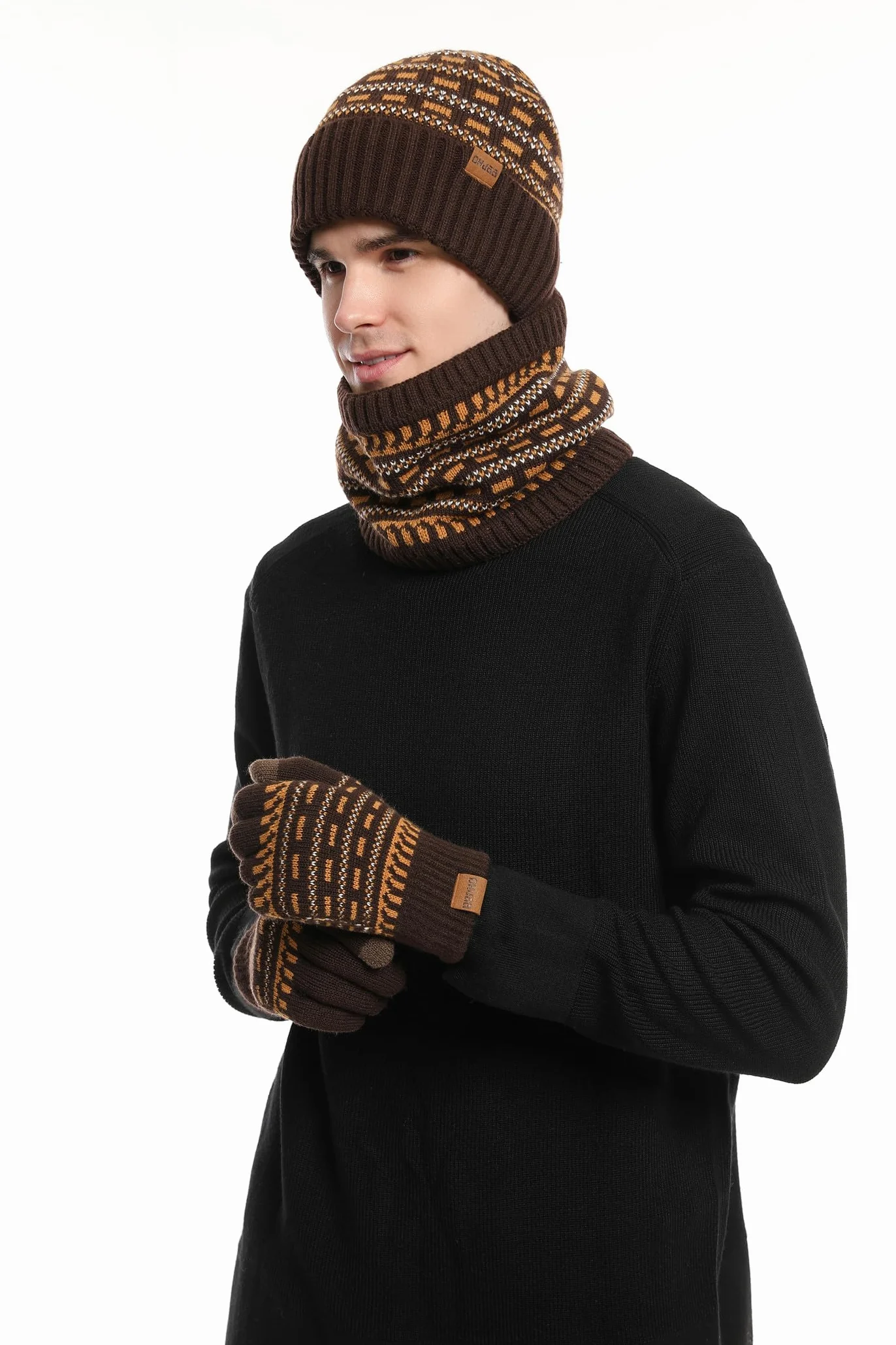 Daysskk Czapka szalik i rękawiczki zestaw dla mężczyzn i kobiet, ciepła czapka zimowa, czapka beanie, męska, ekran dotykowy, rękawiczki, czapka z dzianiny, dla mężczyzn i kobiet, na zimę