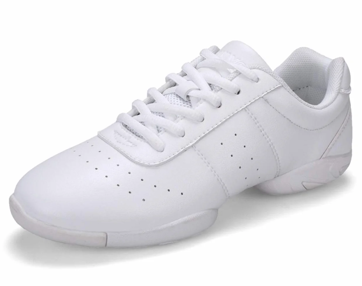 Damskie dziewczęce sznurowane buty sportowe na siłownię do aerobiku cheerleaderek treningowe buty do tańca, biały, 37.5 EU