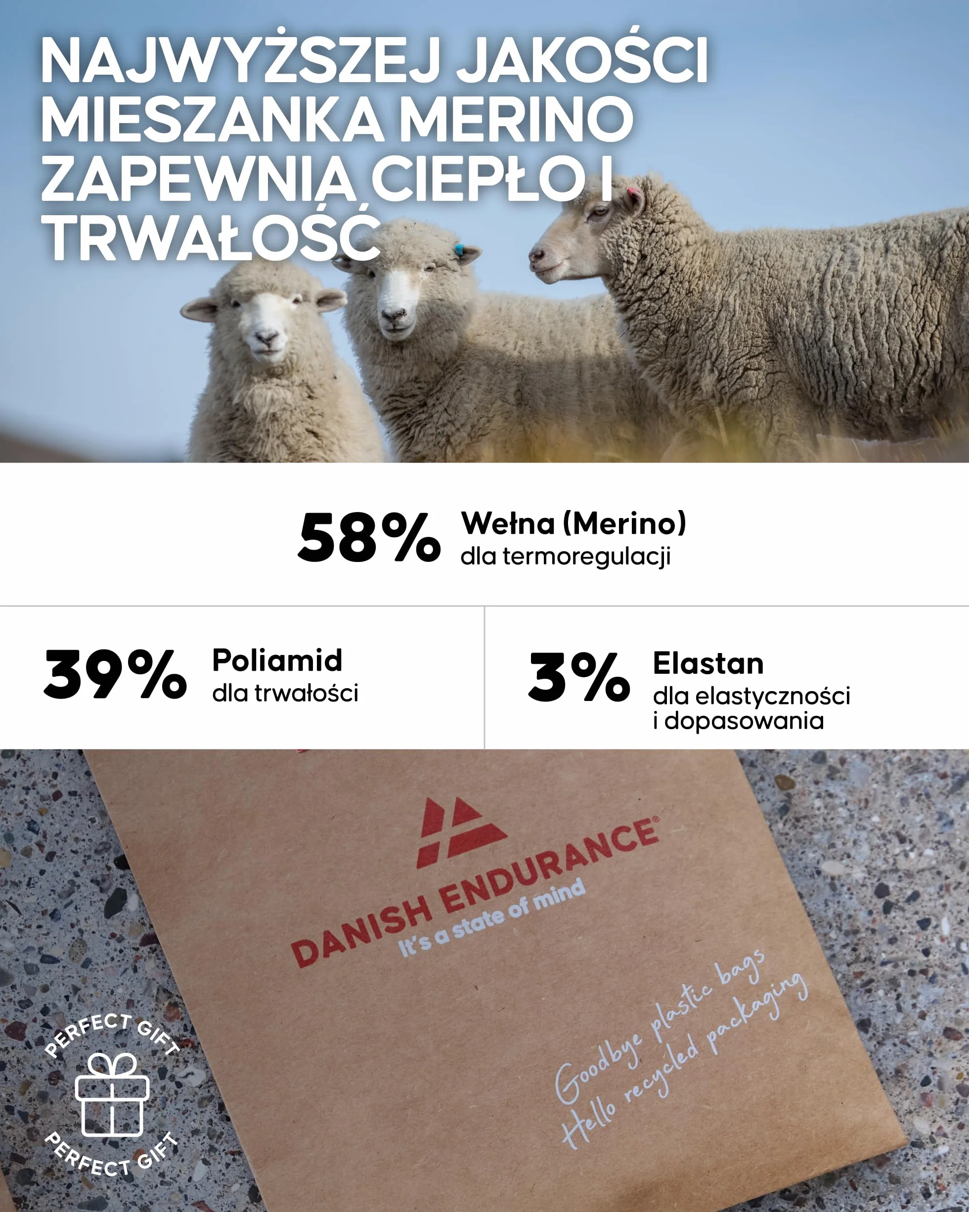 DANISH ENDURANCE Skarpety Liner Merino, Cienkie Skarpety Trekkingowe Zapobiegające Pęcherzom, Oddychające, dla Mężczyzn i Kobiet, Unisex, 2 lub 4-Pak