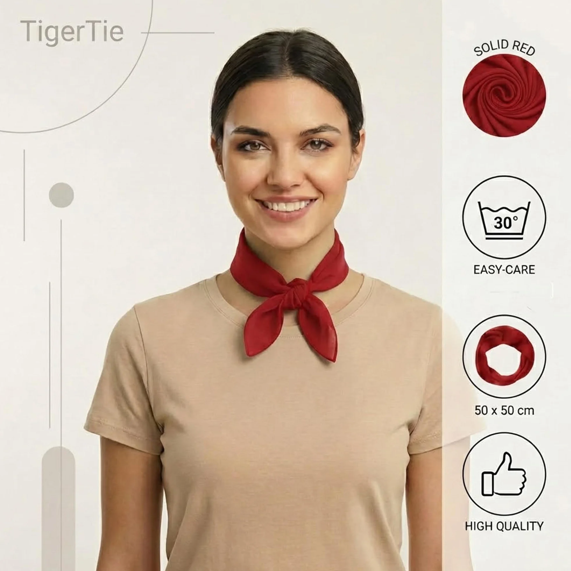 TigerTie Damska chustka szyfonowa w jednolitym kolorze - chusta na szyję rozmiar 50 cm x 50 cm - Made in Italy