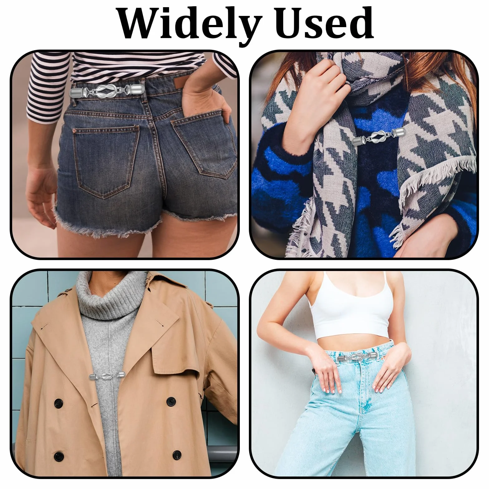 Vin Beauty - 2 klipsy do kardiganu, klipsy do swetra w stylu vintage, czarne i srebrne, dekoracyjne wieszaki na ubrania dla kobiet