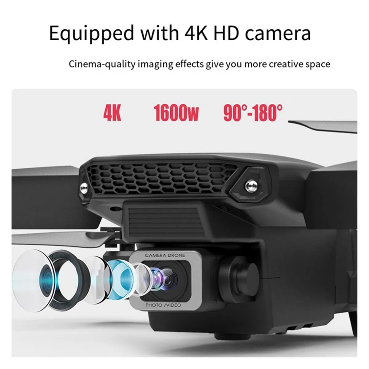 Składany dron Quadcopter Mini Drone 4K Professional HD Podwójna kamera 1080P WiFi Fotografia lotnicza Helikopter Składany quadcopter Kamera Drony Zabawki (Kolor : Brak kamery Rozmiar: 1) (1080P 2B 1)