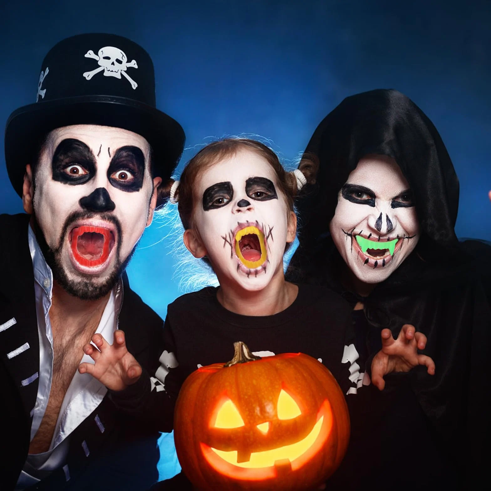 Ouligay 12 szt. Halloween zęby wampira, sztuczne kły wampira, wilkołak, zombie, kły, cosplay, rekwizyty, plastikowe protezy dla dzieci, dorosłych, dekoracje imprezowe