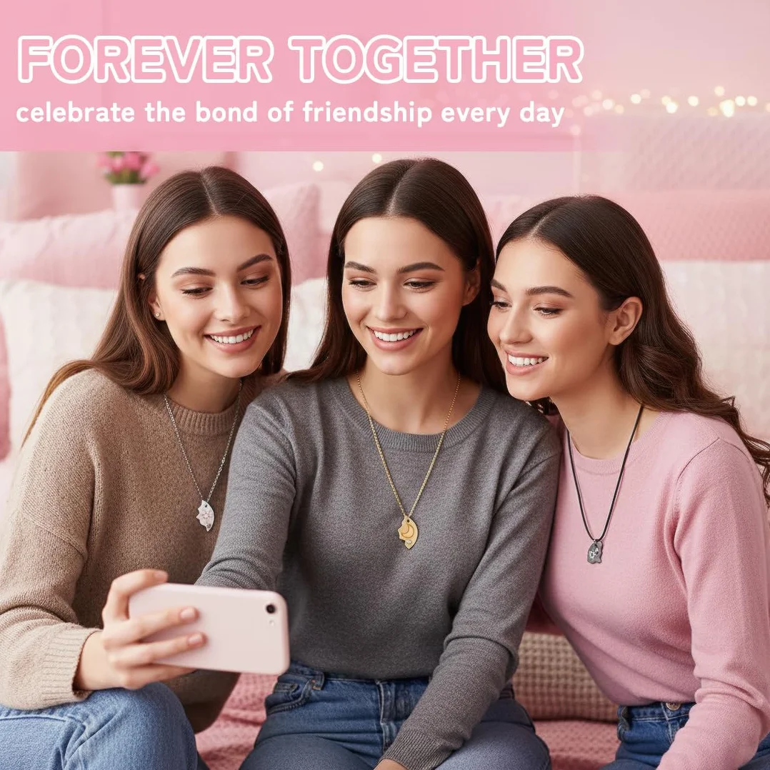 3 naszyjniki przyjaźni BFF - naszyjnik przyjaźni na 3 specjalne prezenty dla przyjaciela serca