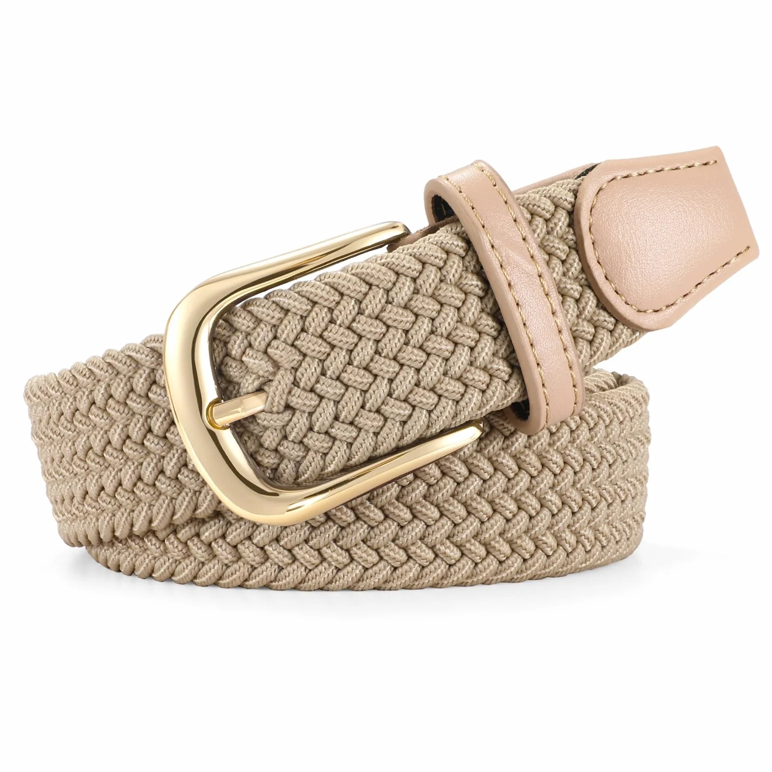JasGood Pasek damski, pleciony, elastyczny pasek, regulowany pasek ze stretchu, szerokość 3,3 cm, do dżinsów i spodni, rozciągliwy pasek materiałowy unisex