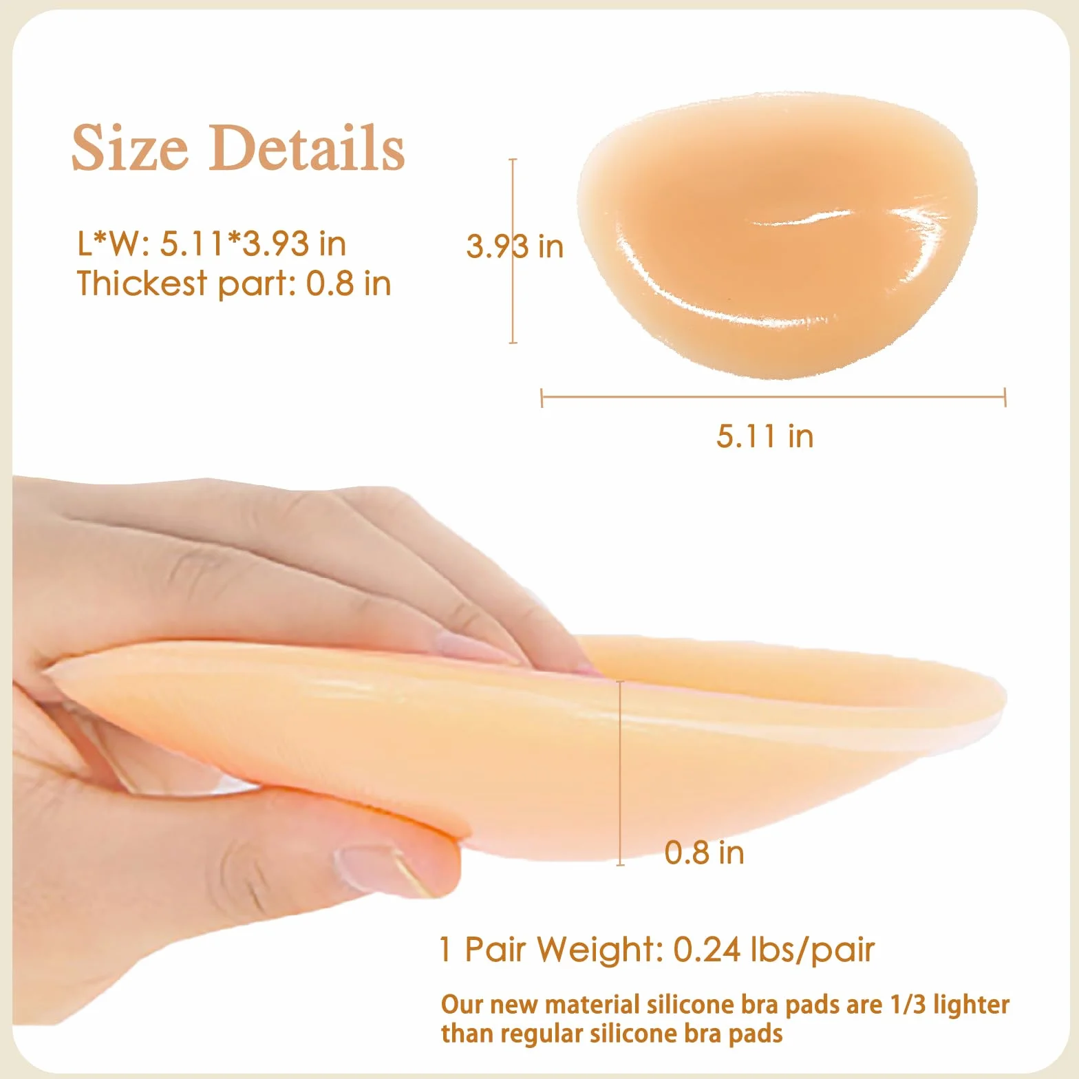 Samoprzylepne silikonowe wkładki do biustonosza - Push Up Booster Pads Enhancer, filet z kurczaka, wkładki do biustonoszy, bikini i strojów kąpielowych, 2 szt