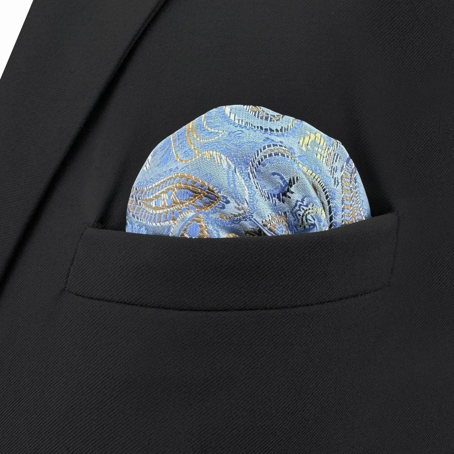 S&W SHLAX&WING Niebieskie męskie poszetki Paisley Silk Large Hanky 32cm Groomsmen męskie poszetki