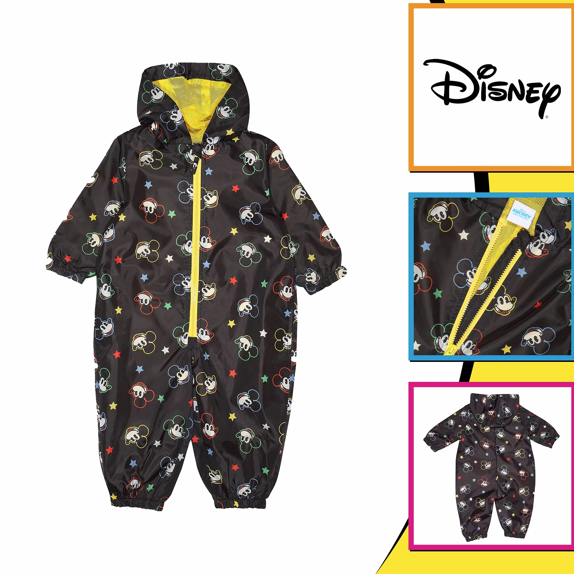 Disney Myszka Miki twarz AOP chłopięcy puddle Suit | Oficjalny produkt | Płaszcz Myszki Miki, Pomysł na prezent dla chłopców