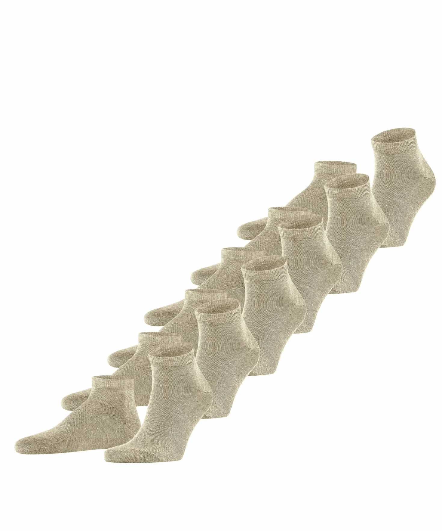 FALKE Mężczyźni Skarpety do trampek Happy Multipack M Sn Bawełna krótkie jednokolorowe 6 Pak, Beżowy Sand Melange 4650, 43-46