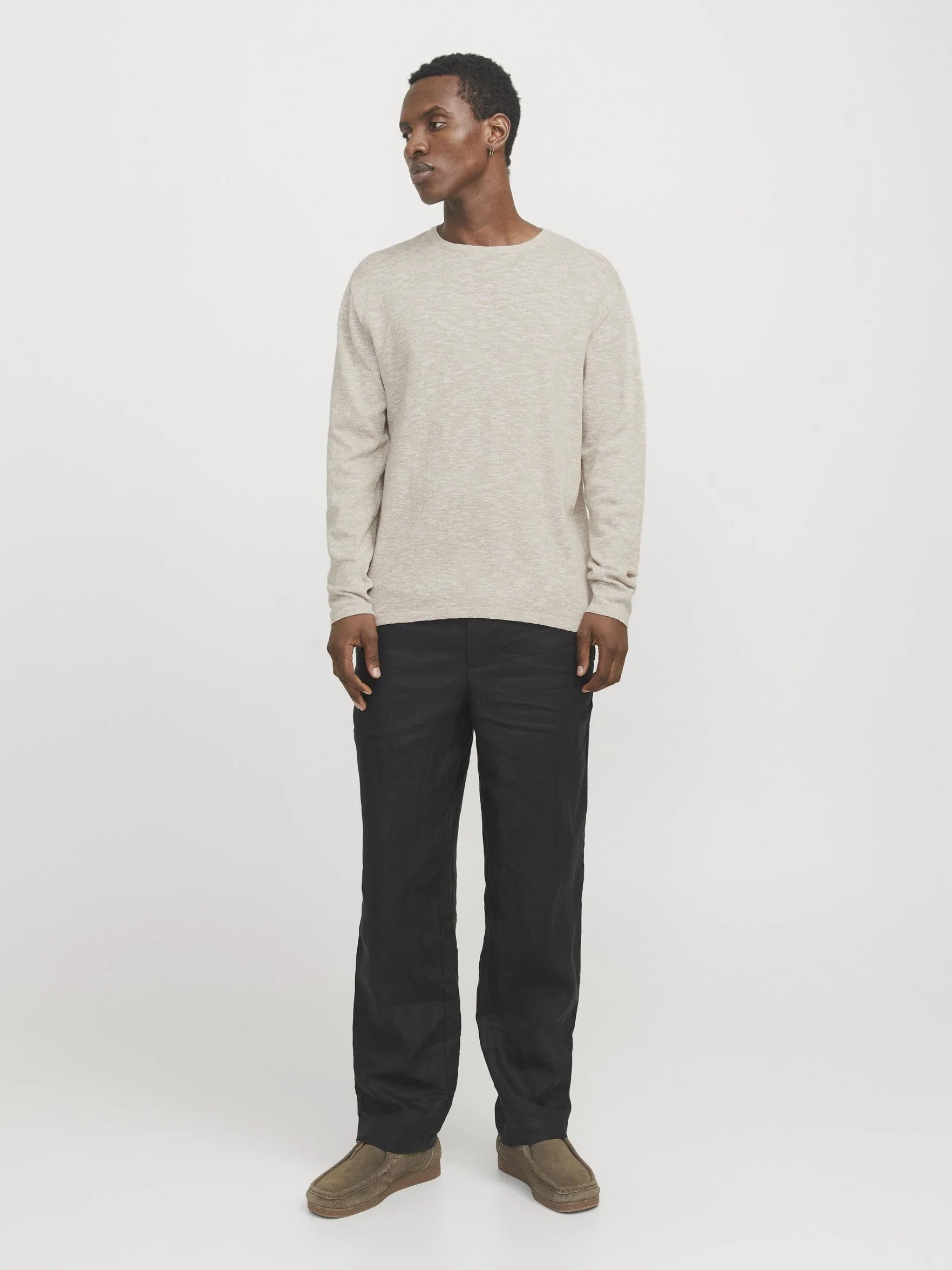 Jack & Jones YJESUMMER Knit Crew Neck SN, Crockery/Szczegóły: W. White, M