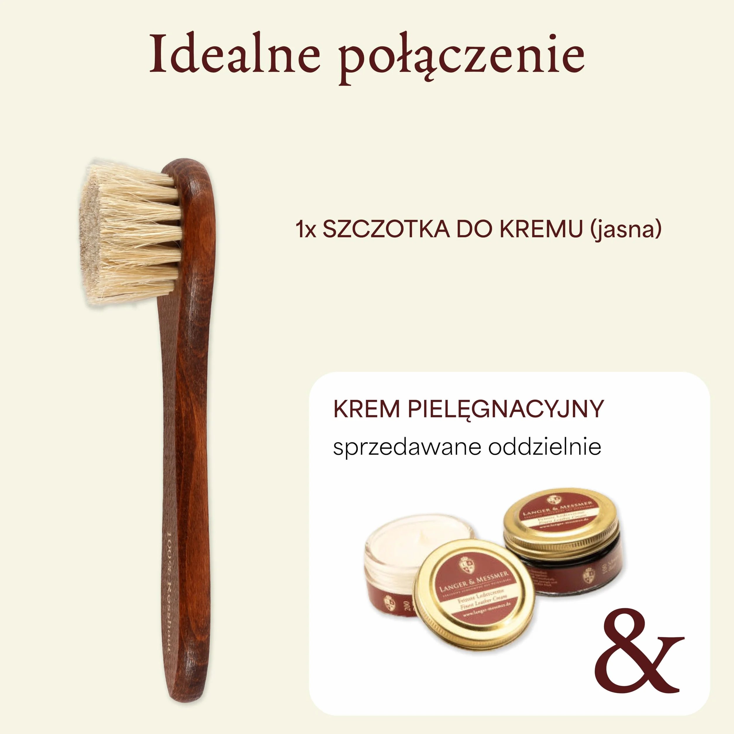 Langer & Messmer szczotka kremowa z delikatnego włosia końskiego do nakładania pasty do butów i wosku do butów – szczotka do nakładania profesjonalnej pielęgnacji obuwia – pojedynczo lub w zestawie 2