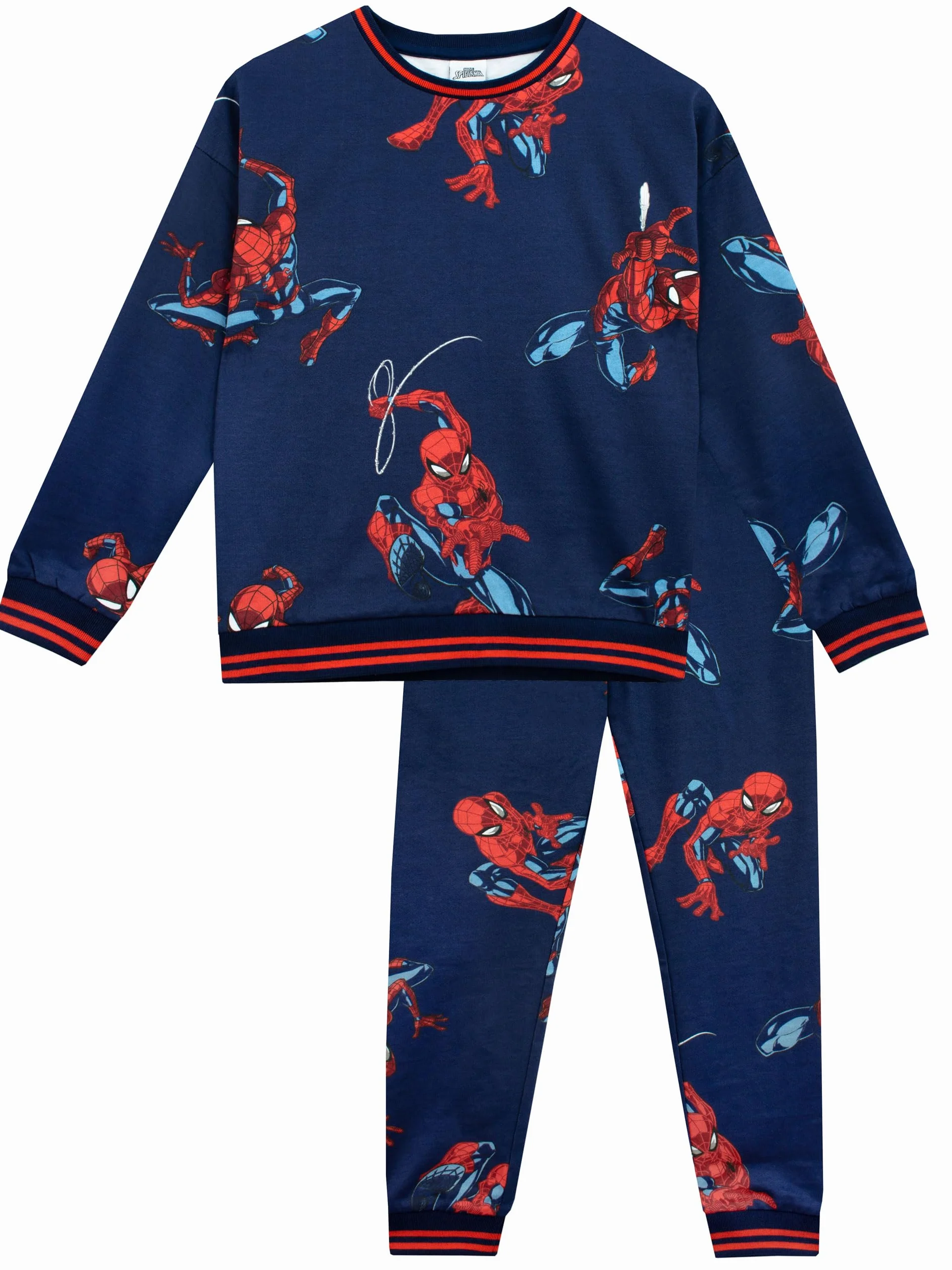 Komplet Spiderman od Marvel dla Chłopców | Bluza i Dresowe Spodnie dla Chłopców | Dres Spiderman dla Dzieci | Rozmiary od 2 do 12 lat | Oficjalna Odzież z Spidermanem Niebieski 128