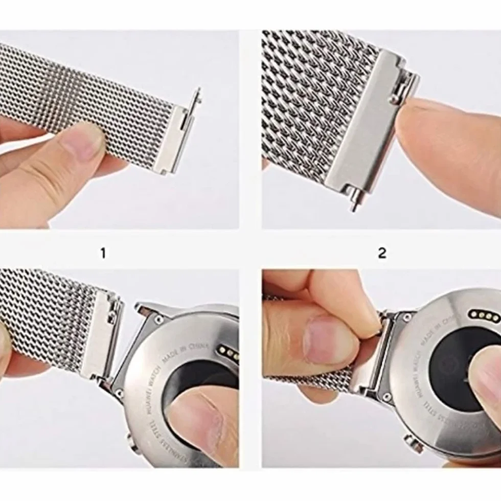 Pasek do zegarka z szybkim zapięciem, tkany metalowy pasek do zegarka z klamrą ze stali nierdzewnej i regulowanym zapięciem magnetycznym dla mężczyzn i kobiet