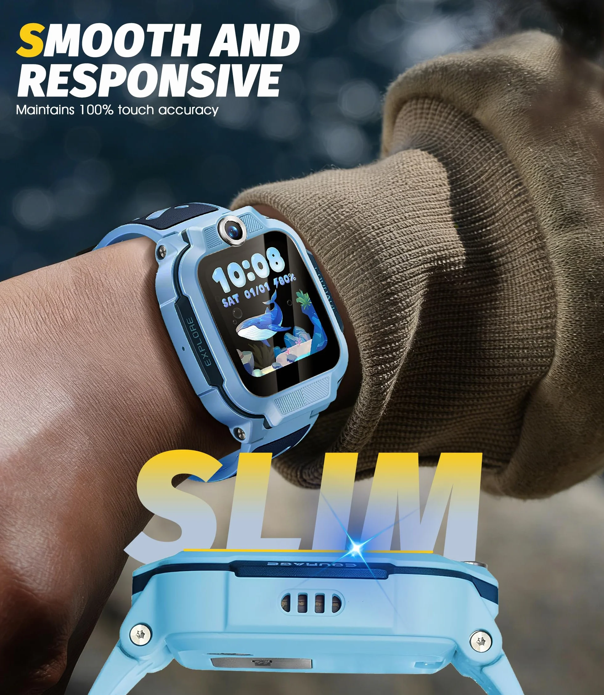 NEWZEROL Szkło ochronne na wyświetlacz, kompatybilne z Imoo Watch Phone Z3, pełne pokrycie, bez pęcherzyków powietrza, odporne na zarysowania, ze szkła, folia ochronna na wyświetlacz HD do zegarka
