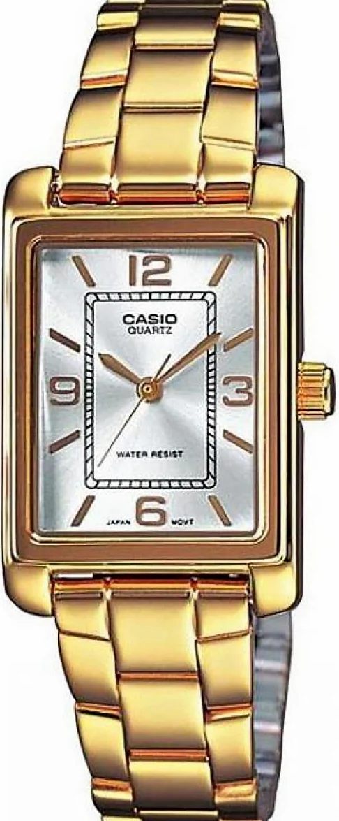 Casio Damski analogowy kwarcowy zegarek na rękę ze stali nierdzewnej LTP 1234PG 7A, złoty/biały., Klasyczny