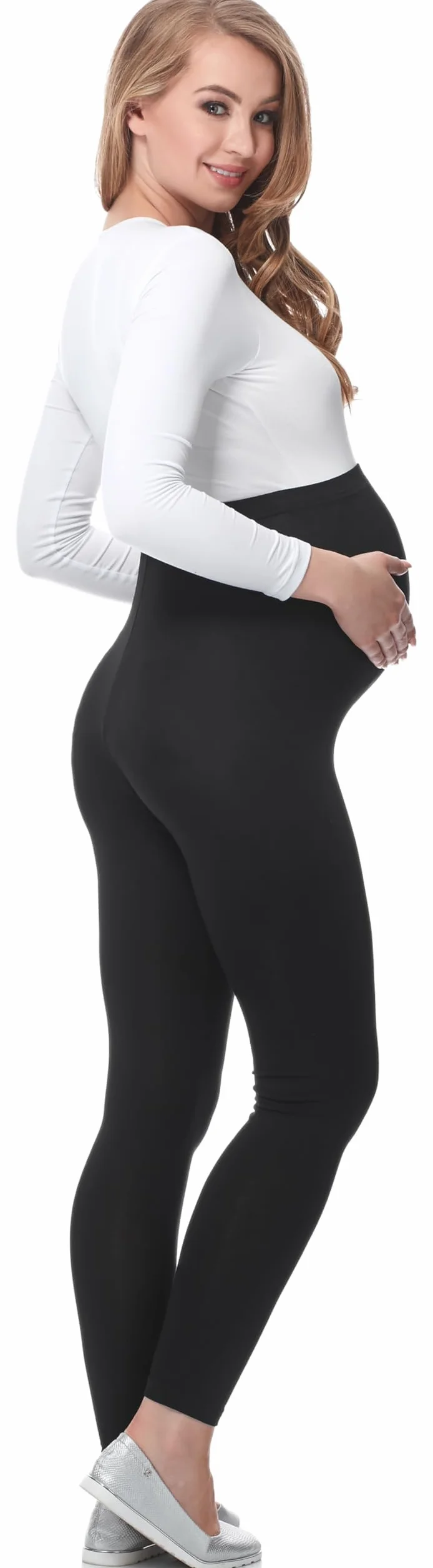 Be Mammy Długie Legginsy Ciążowe z Wiskozy BE-02