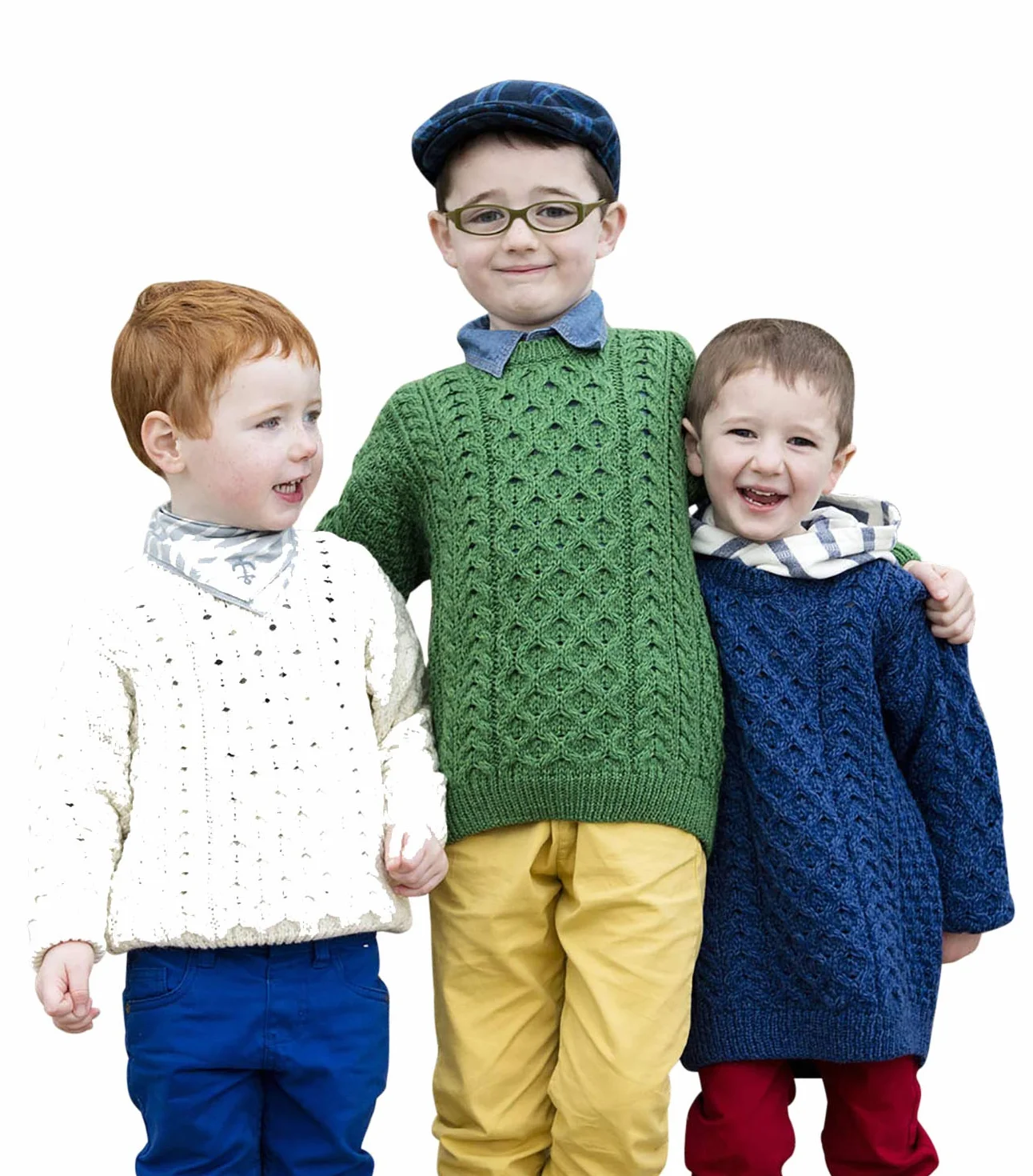 Irlandzki sweter z dzianiny, sweter wełniany, okrągły dekolt, z wełny merynosów, dla dzieci, chłopców i dziewczynek
