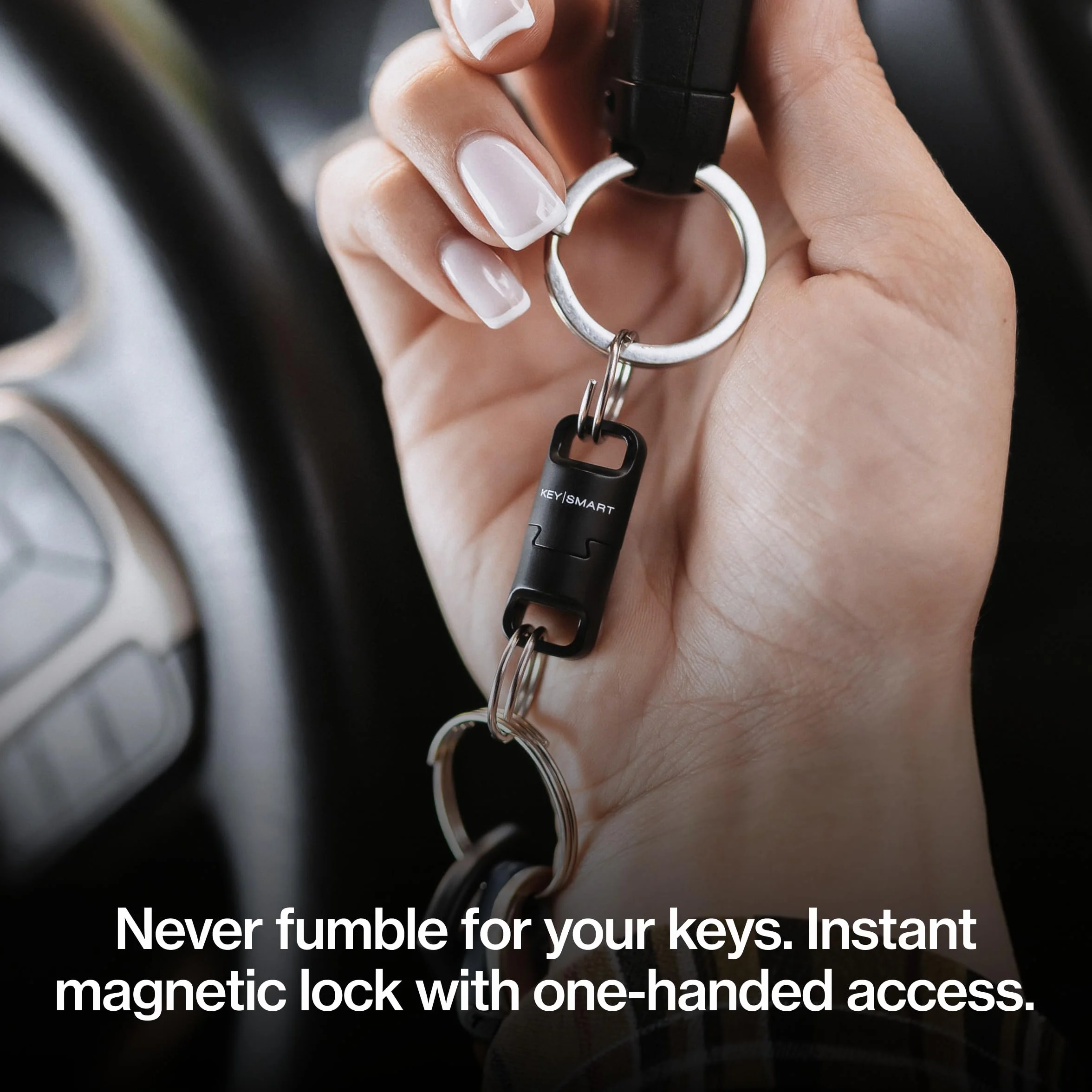 KeySmart MagConnect Pro Magnetyczny uchwyt na klucze do torebki, breloczki do kluczy samochodowych – zdejmowany brelok do kluczy szybkiego zwalniania, Czarny (3 szt.), 3 Pack