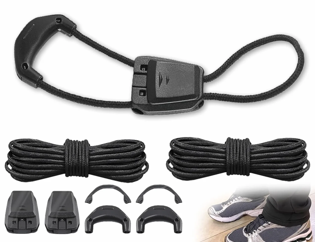 Zestaw sznurowadeł bez wiązania, szybkie zapięcie, cienkie paski na buty, kompatybilne z Salomon Shoelaces Laces, dla kobiet, mężczyzn, dzieci (czarne)