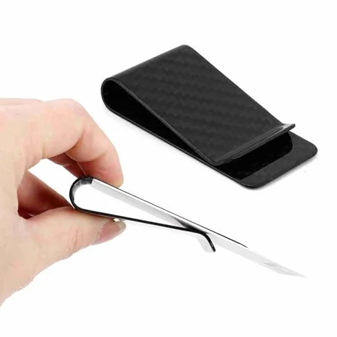 Portfel z Klipsem na Pieniądze z Włókna Węglowego Ultralight Business Money Cash Clip Cards Credit Clamp Wallet Przenośny Wizytownik dla Kobiet Mężczyzn