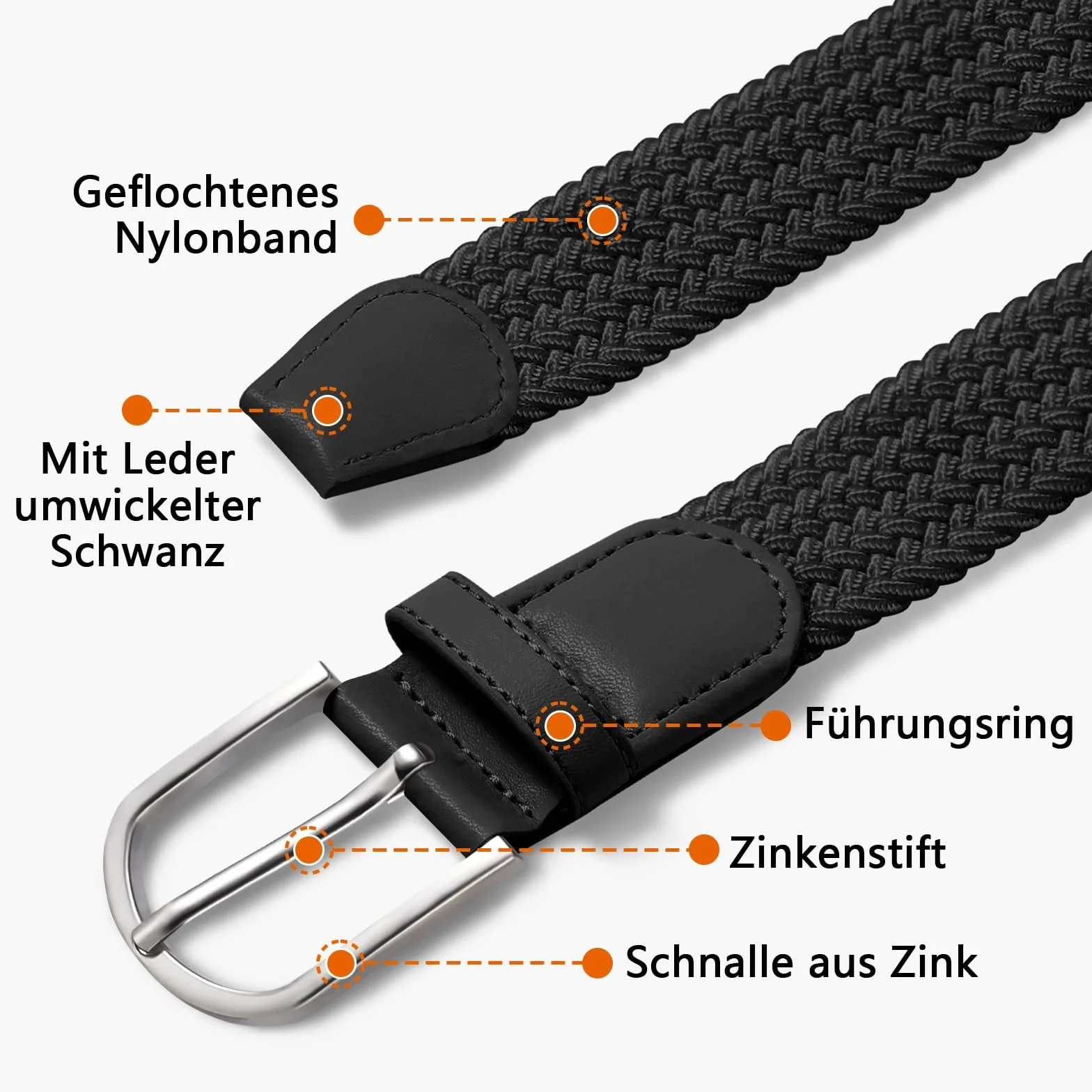 TANGCHAO Pasek elastyczny pleciony unisex – regulowany pasek do spodni bez dziurek dla mężczyzn i kobiet, szerokość 33 mm, długość od 90 cm do 135 cm, dostępny w różnych kolorach