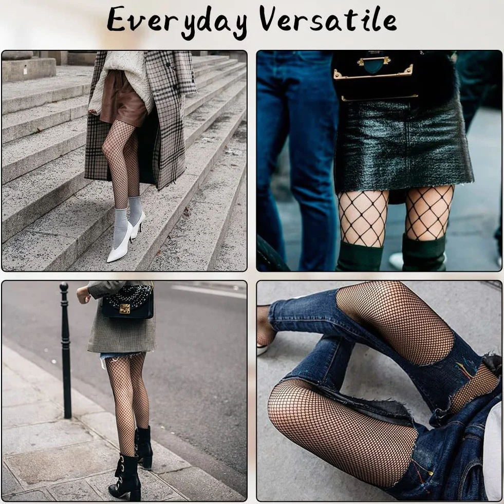 Aomig Rajstopy siatkowe, czarne,Fishnet Stockings błyszczące, elastyczne, wysoka talia, rajstopy siatkowe, pończochy z siatki rybackiej dla kobiet