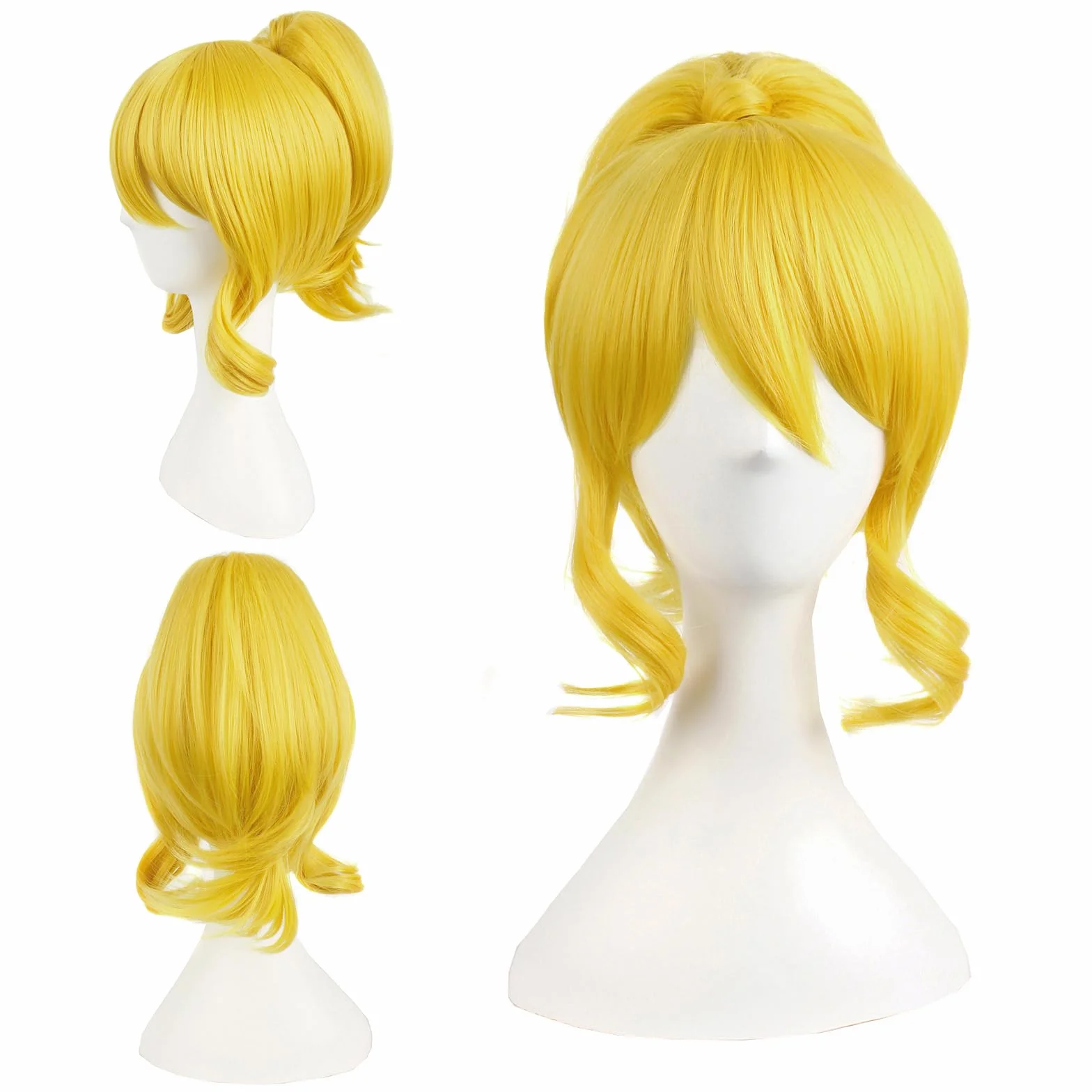 MapofBeauty 22 cal/55 cm Kobiety kucyk prosty urocza peruka Cosplay (żółta)